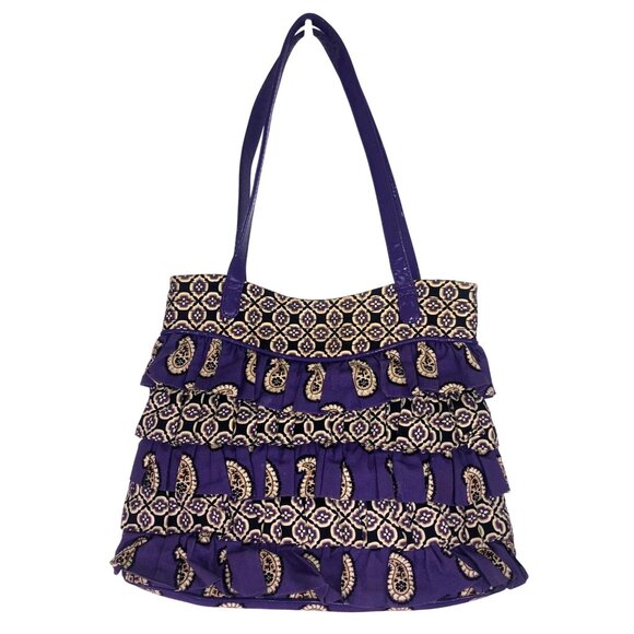 Vera Bradley Handbags - Vera Bradley Paisley Ruffled Purple Purse Shoulder Bag Simply Violet CHA CHA